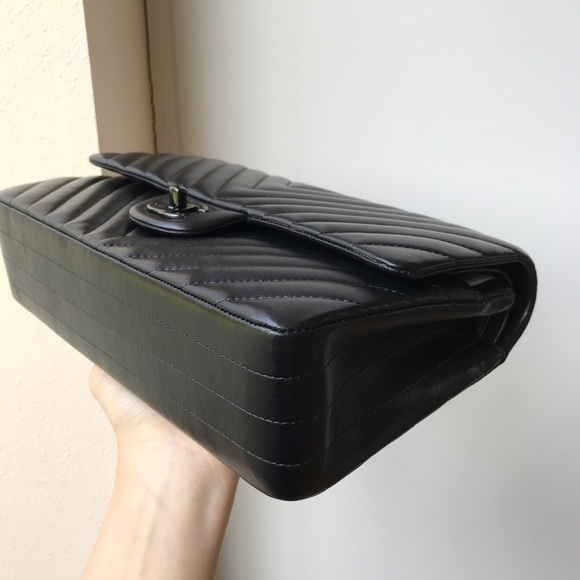 SOLD Chanel medium double flap chevron SO BLACK - Picture 3 of 8